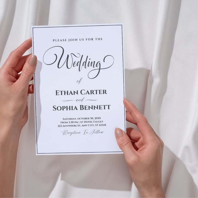 Convite para Casamento Preto e Branco Elegante (Criador carregado)