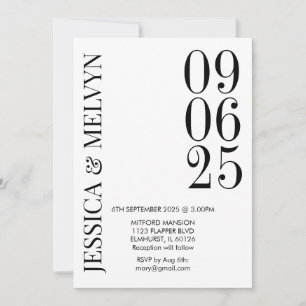 Convite para Casamento Preto e Branco Retroativo