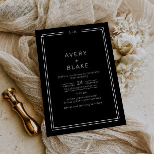 Convite para casamento preto moderno / Conjunto AV