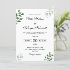Convite para Casamento primavera Greenery