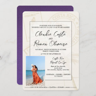 Convite para Casamento Purple Costa Rica Passport