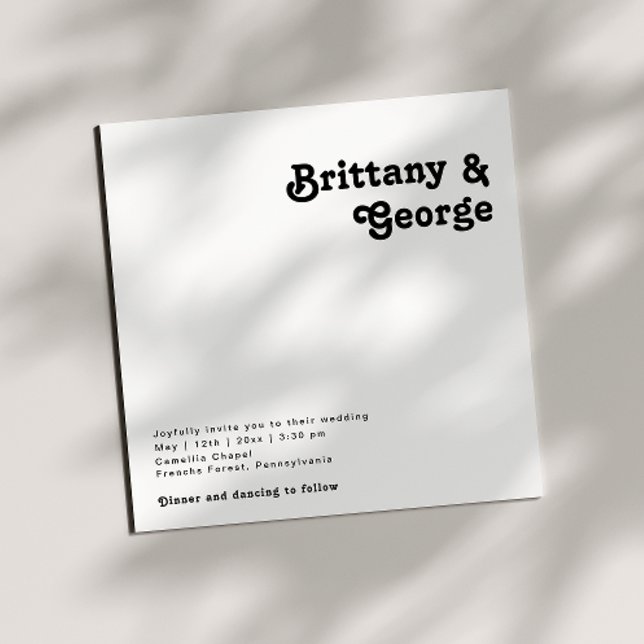 Convite para Casamento Quadrado de Letra Retroativ (Criador carregado)