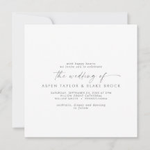 Convite para Casamento Quadrado de Script de Prata