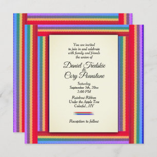Convite para Casamento Rainbow Ribbon