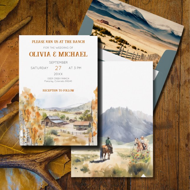 Convite para Casamento Ranch Ocidental (Criador carregado)
