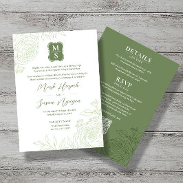 Convite para Casamento Ranunculus Bilíngue Vietnam