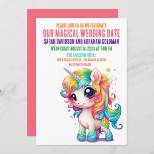 Convite para Casamento Rapariga Magical Unicorn