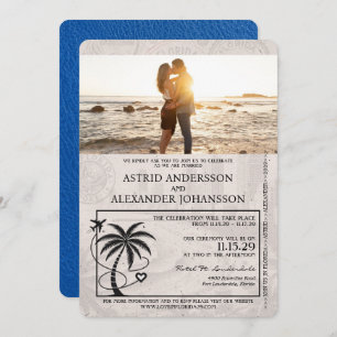 Convite para Casamento Real Blue Florida Passport