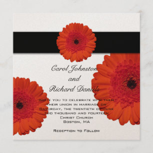 Convite para Casamento Red Gerbera Daisy
