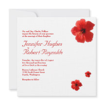 Convite para Casamento Red Hibiscus