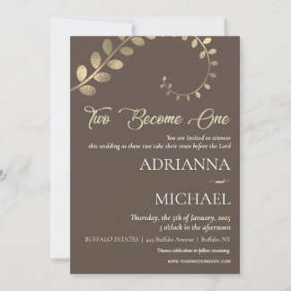 Convite para Casamento Religioso Cristão Dourado B