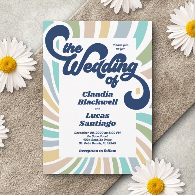 Convite para Casamento Retro Groovy 70s (Criador carregado)