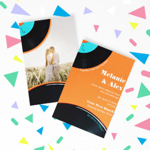 Convite para Casamento Retro Vinil Record Foto dos