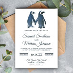 Convite para Casamento Romântico de Casais Pinguin<br><div class="desc">Encantem seus convidados com este elegante convite de casamento com dois pinguins bonitos de mãos dadas e de pé ao lado um do outro. Basta adicionar os detalhes do seu evento neste modelo fácil de usar para torná-lo um convite de tipo único. Sacudir a placa por cima para revelar uma...</div>