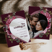 Convite para casamento romântico de coração rosa e