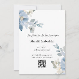 Convite para Casamento Romântico de Flores Azuis e