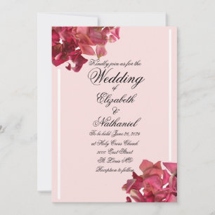 Convite para Casamento Romântico de Rosa Petal Ro