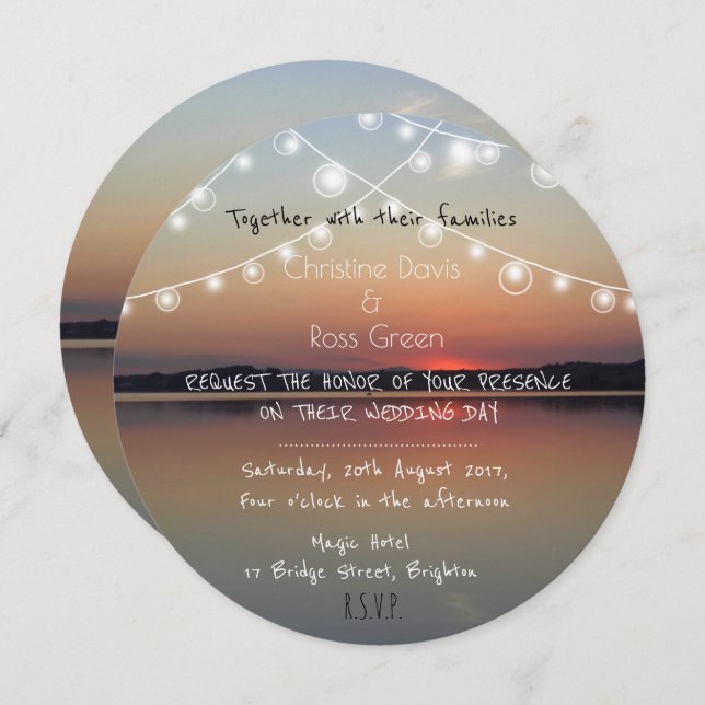 Convite para casamento romântico do lago personali (Frente/Verso)