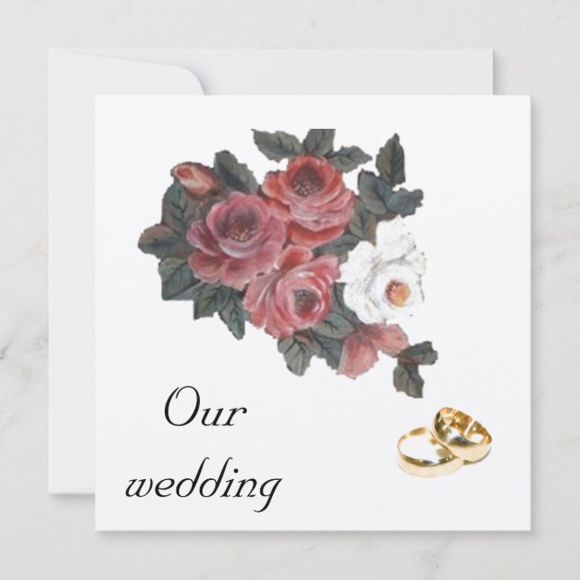 convite para casamento rosa (Frente)