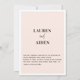 Convite para casamento rosa com Script Minimalista