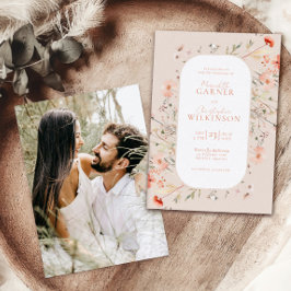 Convite para Casamento Rosa de Flores Selvagens El