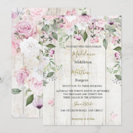 Convite para Casamento Rosa Dourado de Madeira Rús