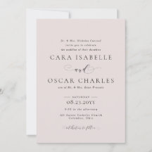 Convite para casamento rosa, elegante e formal