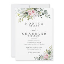 Convite para Casamento Rosa Rosa Verde