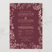 Convite para Casamento Rosa vermelha Floral de Mar