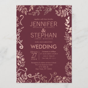 Convite para Casamento Rosa vermelha Floral de Mar