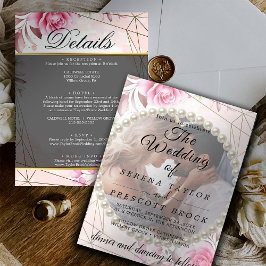 Convite para Casamento Rosy Elegant Vellum Overlay