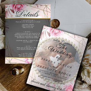 Convite para Casamento Rosy Elegant Vellum Overlay