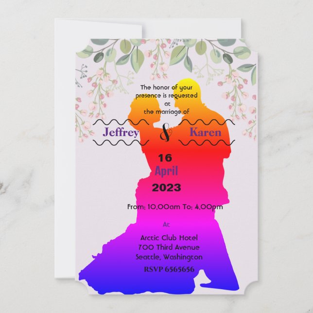 Convite para casamento roxo (Frente)