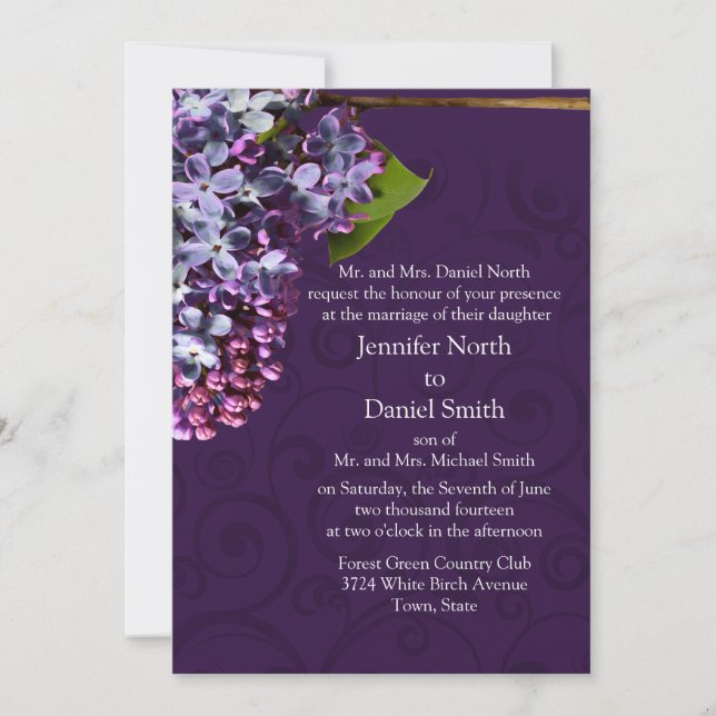 Convite para Casamento Roxo (Frente)