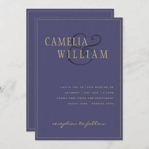 Convite para Casamento Roxo Azul Moderno Escuro