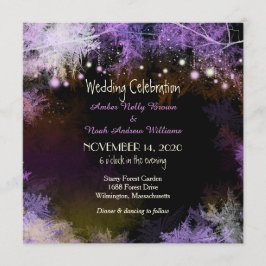 Convite para Casamento Roxo da Floresta da Noite S