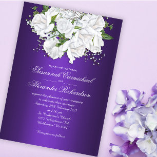 Convite para Casamento Roxo das Rosas Brancas