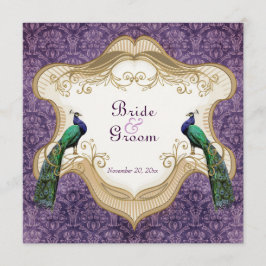 Convite para Casamento Roxo de Pavão Real