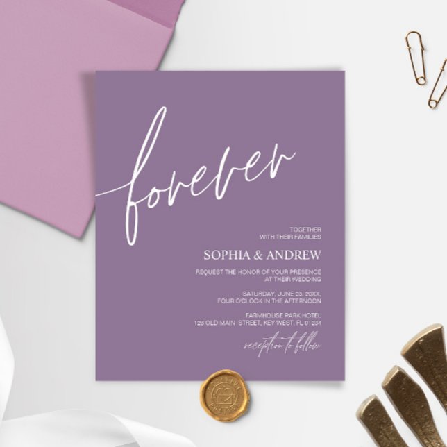 Convite Para Casamento Roxo De Púrpura De Orçament (Criador carregado)