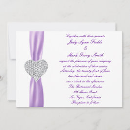 Convite para Casamento Roxo do Coração de Diamante