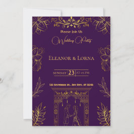 convite para casamento | Roxo e ouro
