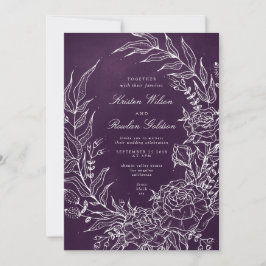 Convite para Casamento Roxo-Flor Romântico