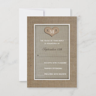 Convite para Casamento RSVP — Burlap