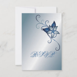 Convite para Casamento RSVP Floral Azul Moderno