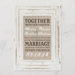 Convite para Casamento Russo Branco e Burlap