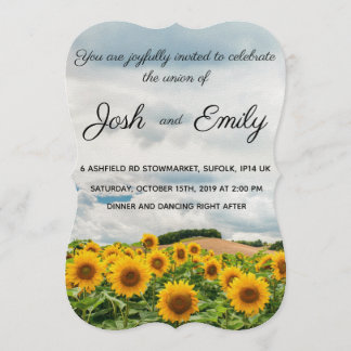 Convite para casamento russo de girassol amarelo