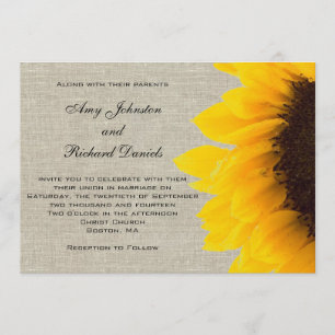 Convite para Casamento Russo de Linen Sunflower