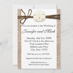 Convite para Casamento Russo de Praia do Burlap Sa