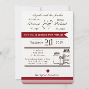 Convite para Casamento Russo do País Mason Jar 5x7