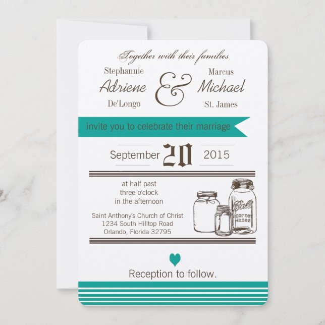 Convite para Casamento Russo do País Mason Jar 5x7 (Frente)